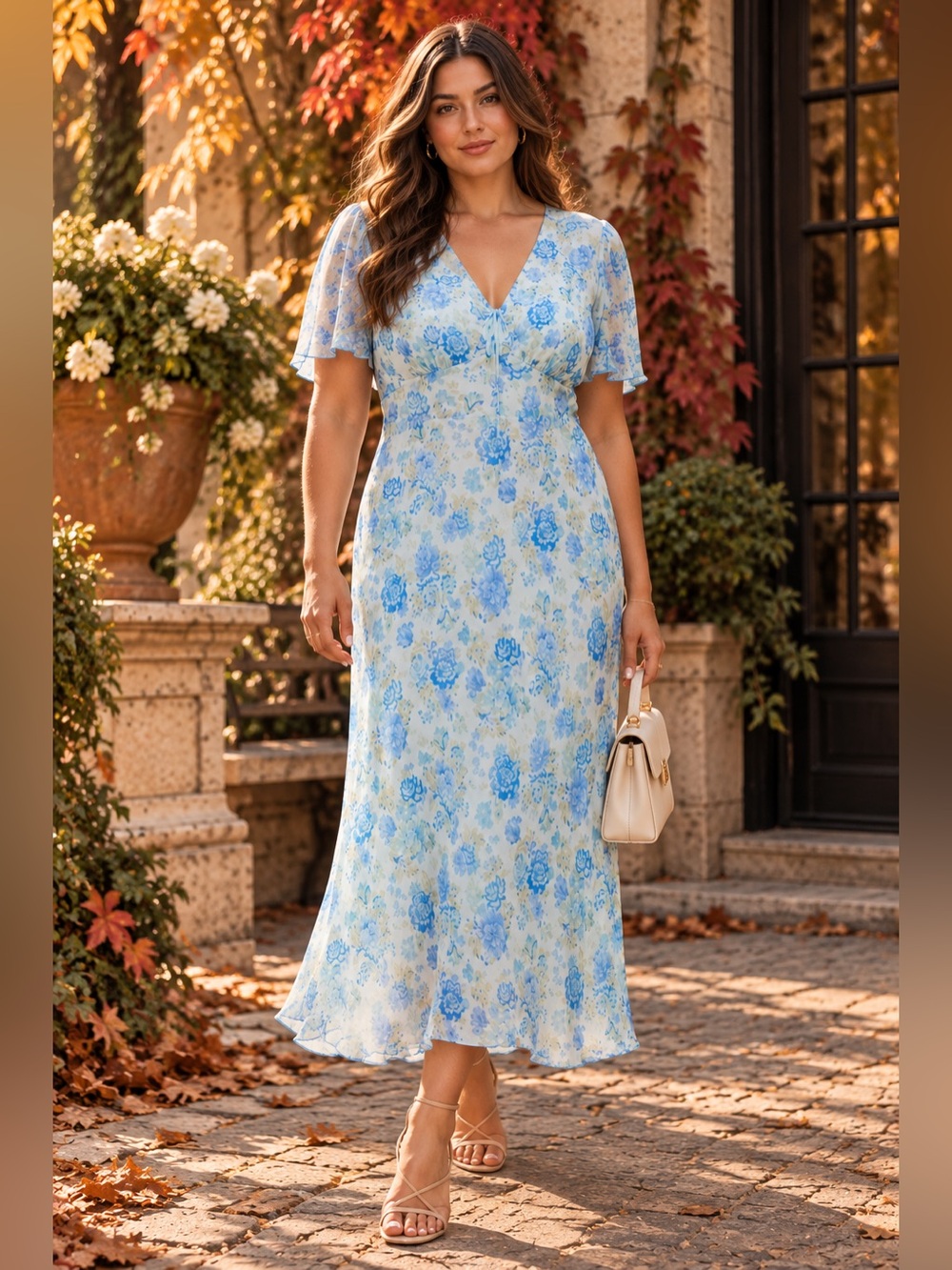 Mango • Ronaldi Blue Floral Dress • 14